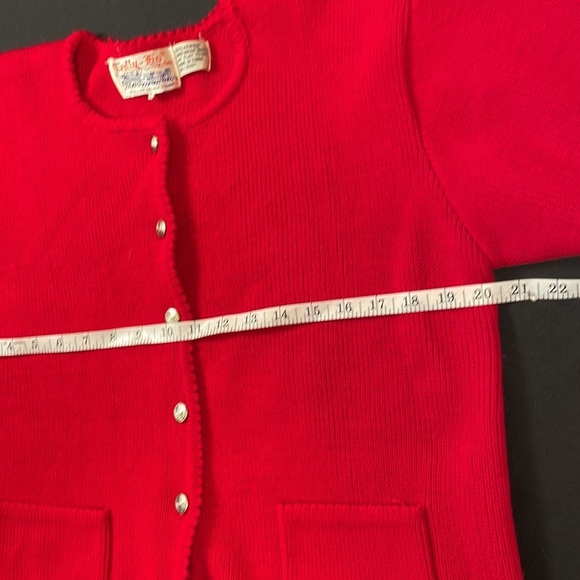 Vintage Tally-Ho women Red Valentines Day cardigan sweater size large 2 pockets - Picture 6 of 9